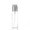En Stock Botella Redonda Recta de Vidrio de 120ml-20ml con Tapa Plateada Brillante, Botella Atomizadora para Loción Cosmética, Tarro para Crema de 50g