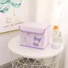 Caja de almacenamiento de escritorio plegable tipo libro de PU de dibujos animados, caja organizadora pequeña para crayones, estudiantes nuevos, dormitorio, cosméticos, papelería