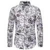Camisas para hombre camisa de hombre transfronteriza talla europea nueva comercio exterior talla grande camisa de manga larga estampada camisa de flor para club nocturno