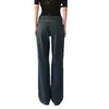 Jeans de Pierna Ancha con Abertura Media Azul Oscuro Retro 2026 para Mujer de Cintura Alta con Diseño de Abertura Pantalones Rectos de Longitud Completa