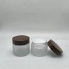 Venta al por mayor, 5-100 g, botella de crema de vidrio esmerilado con imitación de veta de madera, botella de crema facial, muestra de botella cosmética, subenvasado, botella vacía