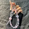 Cadena para Teléfono de Cuentas de Cristal en Forma de Corazón de Gama Alta, Accesorio de Muñeca de Moda, Cordón para Teléfono Hecho a Mano con Cuentas