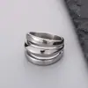 Estoque de Fábrica Minimalista Nicho Luxo Leve Aço Titânio Anel de Dedo Linhas de Aço Inoxidável Personalidade Três Camadas Estilo Ins Anel Fundido