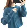 Suéter pullover casual de rayas verticales con cuello redondo para mujer, camiseta básica, nuevo suéter de punto holgado para mujer Otoño/Invierno 2026