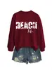 Vida na Praia Amazon Ebay Site Independente Moletom Feminino da Moda e Divertido com Gola Redonda e Manga Longa Outono e Inverno