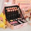 Bolsa de Cosméticos Personalizada de Cuero PU Rosa de Gran Capacidad y Bolsa de Maquillaje Cosméticos Cosméticos Bolso Bandolera Bordado Compartimento Estuche de Cosméticos para Mujeres