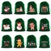 Bolsa de terciopelo verde hierba con estampado navideño, con cordón para dulces, creativa, con forma de manzana, disponible en Amazon.
