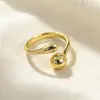 Anillo Minimalista Estilo Coreano Forma de Gota de Agua para Mujer, Diseño Único, Anillo Abierto de Bola Cruzada de Moda, Anillo para Dedo Índice, Suministro al por Mayor