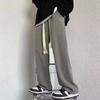Calças casuais de marca de moda americana de outono estilo Hong Kong, calças masculinas de rua alta, calças retas para uso externo, calças plus size para emagrecimento