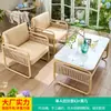Conjunto de Sofá de Rattan Mojia para Exterior, Pátio, Jardim, Sofá de Rattan para Exterior, Impermeável, Resistente ao Sol, Mobiliário de Cadeira de Rattan para Terraço de Vila