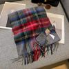 Bufanda australiana pequeña de lana clásica a cuadros, sencilla, con borlas de invierno, cálida, estilo británico, para estudiantes