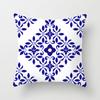 Capa de Almofada Mandala Couro Pêssego Estampa Geométrica Porcelana Azul e Branca Abstrata Capa de Almofada para Sofá Almofada de Cintura para Escritório