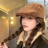 Gorra de Estilo Coreano para Mujer en Otoño e Invierno, Boina para Caras Cuadradas y Redondas, Circunferencia de Cabeza Grande, Gorra de Periodista que Muestra el Rostro, Gorra de Pico de Pato para Usar al Revés