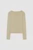 Qc No Reembolsable Primavera 2026 Nuevo Coreano Dongdaemun Le*Obe Color Sólido Ajustado Cuello Barco Manga Larga Camiseta Top