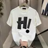Camiseta de Manga Corta Estilo Americano para Hombre, Estilo Delgado de Verano, Camiseta de Media Manga con Estampado de Alta Gama para Hombre, Producto Transfronterizo de Alta Calidad