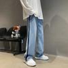 Jeans vintage masculino outono e inverno marca americana de moda de rua rua frita calça com babado bonita solta perna larga calça reta tipo esfregão