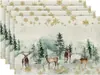 Manteles navideños transfronterizos 4 juegos de platos de cena tazas con tapetes termoaislantes Manteles decorativos para la atmósfera de las fiestas navideñas
