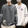 Moletom Masculino Gola Redonda, Marca Tendência Outono, Versátil Estampado Solto Manga Longa, Roupa Unisex para Casal, Top de Estudante