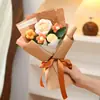 Flores Artificiais Flores de Lã Tricotada Pequeno Buquê Rosas Girassóis Flores Pompons Buquê de Mão Presente Atacado Flores Artesanais Transfronteiriças
