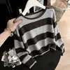Suéter de Punto Rayado Suave y de Alta Calidad Otoño/Invierno 2026 para Mujer con Bloques de Color Delicados y Corte Relajado