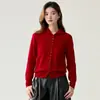 Otoño e Invierno Nuevo Estilo Cuello Alto Botón Negro Múltiples Botones Suave Cachemira Tejido Cárdigan Abrigo para Mujer Color Sólido Cuello Libre