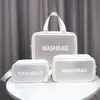 Bolsa de aseo y maquillaje impermeable de PU esmerilado de PVC estilo ins coreano, bolsa de almacenamiento para cosméticos y cuidado de la piel, organizador y bolsa de almacenamiento