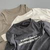 Camiseta Suelta Estilo Pareja para Mujer Algodón Hilo Doble Copo de Nieve Manga Corta Verano Cuello Redondo Estilo Casual Top Versátil Estampado de Letras