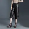 Pantalones de cuero, pantalones simples de pierna ancha cropped para mujer, nuevo estilo otoño e invierno 2026, fluidos, holgados, pantalones casuales versátiles, pantalones de pierna recta a la moda