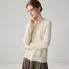 Diseño bordado de encaje, cárdigan de punto 100% cachemir puro, cuello en V para mujer, corte holgado, efecto adelgazante, perfecto como capa exterior o top