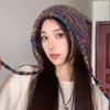 Gorro de nicho de estilo coreano, gorro de punto cálido con arcoíris, gorro de lana tejido a mano, jersey con puntera y protección para las orejas, gorro Lei Feng de moda