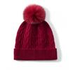Chapéu 100% caxemira pura feminino inverno bola de pelo de raposa rosto pequeno tricô quente grosso flor torcida proteção auricular boné lua