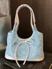 Bolsa jeans feminina 2026 nova tendência moda bolsa de ombro única bolsa tote de grande capacidade para escola e trabalho