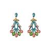 Moda europea y americana serie de diamantes de color aleación aretes de diamantes de vidrio con forma de gota para mujer aretes geométricos de flores joyería