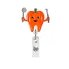 Clips de Oficina de Calabaza Halloween Acrílico Insignias Acrílicas Portatarjetas de Identificación Personal Médico Hebilla de Tirar Giratoria Retráctil Fácil