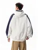 Sudadera con capucha de estilo americano, manga raglán, bloques de color, marca de tendencia para hombre, otoño, holgada, estilo universitario, sudadera con capucha versátil e informal