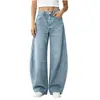 Pantalones vaqueros de pierna ancha para mujer, elásticos, lavados, corte holgado, diseño de pierna curva, tallas grandes, de tienda independiente Amazon transfronteriza europea y americana