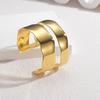 Pulsera Abierta Explosiva Irregular de Doble Capa con Forma de Ola Estilo Ins Acero Inoxidable Baño de Oro de 18K Pulsera Combinable para Mujer