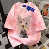 Camiseta Unisex Harajuku Tie-Dye Manga Curta 100% Algodão Puro para Homens e Mulheres, Roupa de Trabalho de Verão, Tops de Casal Soltos e Personalizados com Gola Redonda