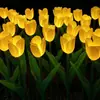 Luces de Suelo de Flor de Tulipán y Rosa LED, Luces de Mar de Flores de Parque, Luces Pequeñas de Paisaje Impermeables para Exteriores, Luces Solares de Suelo