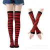 Calcetines navideños mujer calcetines de Halloween calcetines altos cosplay festivo europeo y americano calcetines a rayas set de calcetines con guantes