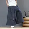 2026 Novo Estilo Chinês Calças Largas Soltas Masculinas Tamanho Grande Moda Casual Traje Tang Estilo Étnico Calças Saia Retas Fluidas