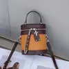 Bolso Bandolera de Hombro para Mujer de Piel de Vaca Capa Superior Características Lonchera Cubo Redondo Moderno Simple Bolso Tote de Gran Capacidad Piel Genuina