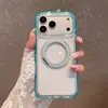 Funda magnética simple de cristal de hielo para iPhone 17 Pro Max, funda protectora transparente anti-caídas para Apple 16 con soporte
