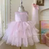 Vestido de Niña Verano 2026 Nuevo Elegante Bebé Malla con Lentejuelas Vestido de Princesa Vestido Formal de Verano para Niños Vestido de Pastel