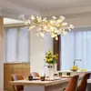 Lámpara de araña para restaurante, larga lámpara de araña vintage estilo francés de magnolia, con ramas en forma de aluminio, para villa, iluminación artística de diseño de sala de estar de lujo ligero