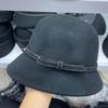 Sombrero de pescador estilo retro Hepburn, elegante sombrero de lana con lazo y cúpula para otoño e invierno, cálido y elegante.
