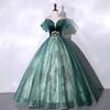 Exame de Arte Vocal Performance de Piano Bel Canto Performance Solo Vestuário Veludo Verde Escuro Moda Vestido de Noite Feminino Apresentadora