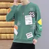 Suéter de cuello redondo para hombre, primavera y otoño, moderno, holgado, estampado, ropa de otoño, juvenil, camiseta de manga larga, top para estudiante, ropa para hombre