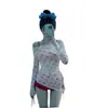 Traje de Baño de Dos Piezas Estilo Nuevo para Mujer, Estilo Coreano Puro Deseo Femenino con Lazo, Cubre Traje Protector Solar, Bikini para Aguas Termales y Natación al Aire Libre