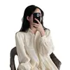 Estilo Chic Coreano 2026 Primavera y Otoño Nueva Versión Coreana Vestido de Solapa Plisado de Botonadura Única con Mangas Abullonadas para Mujer